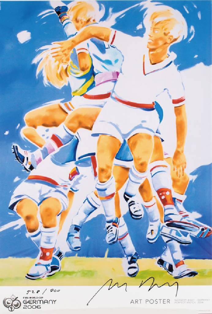 Norbert Bisky, geb. 1970, Perfect match, Offset-Lithografie auf Karton, anlässlich der Fußball-WM 2006 von FIFA aufgelegt, handsign.,num. 528/800, ...