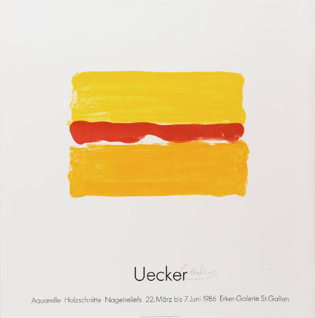 Günther Uecker, geb. 1930, Farblithografie auf Karton, zur Ausstellung 1986, handsign., Blattgr. 61x61 cm
