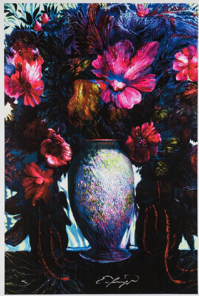 Ernst Fuchs, 1930-2015, Großes buntes Blumenbouquet, Giclee auf Lwd, handsign., num.263/300, Blattgr. 90x61 cm