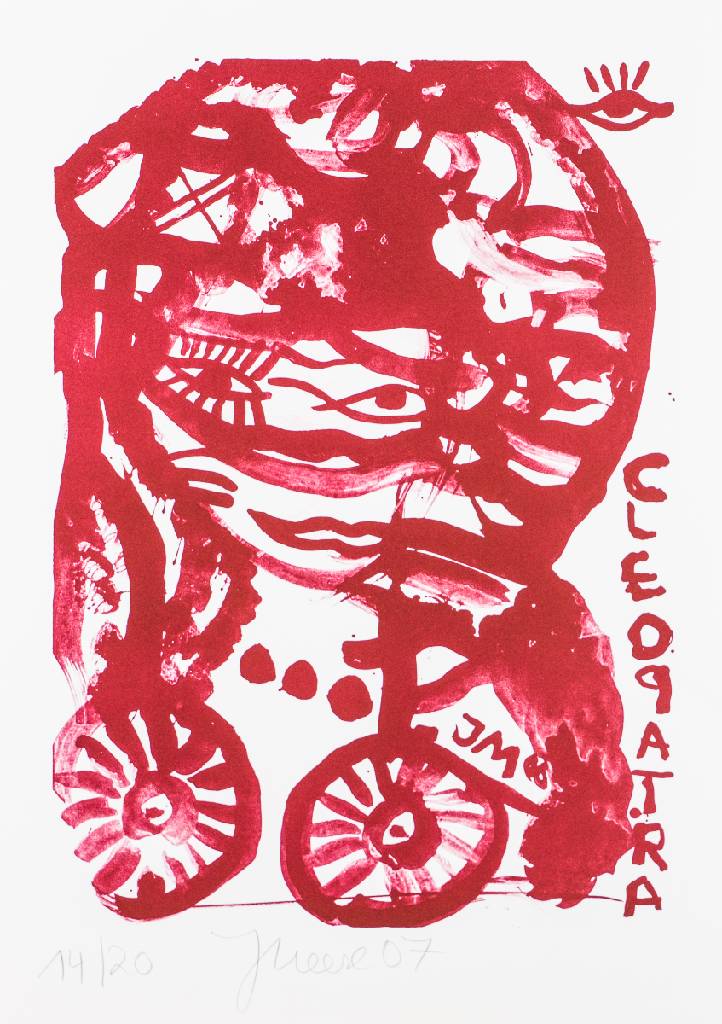 Jonathan Meese, geb. 1970, Cleopatra, Farblithografie auf Incisione Büttenpapier, 2007, handsign., num. 14/20, Blattgr. 70x50 cm