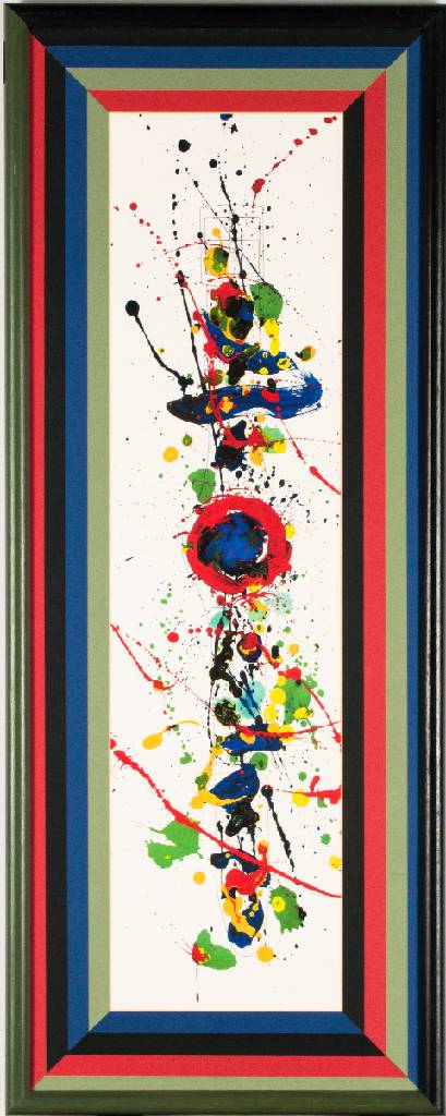 Sam Francis, 1923-1994, Swatch, Offset- Lithografie, verso drucksign., Blattgr. ca. 77x21 cm, Rahmen, gesamt 93x38 cm