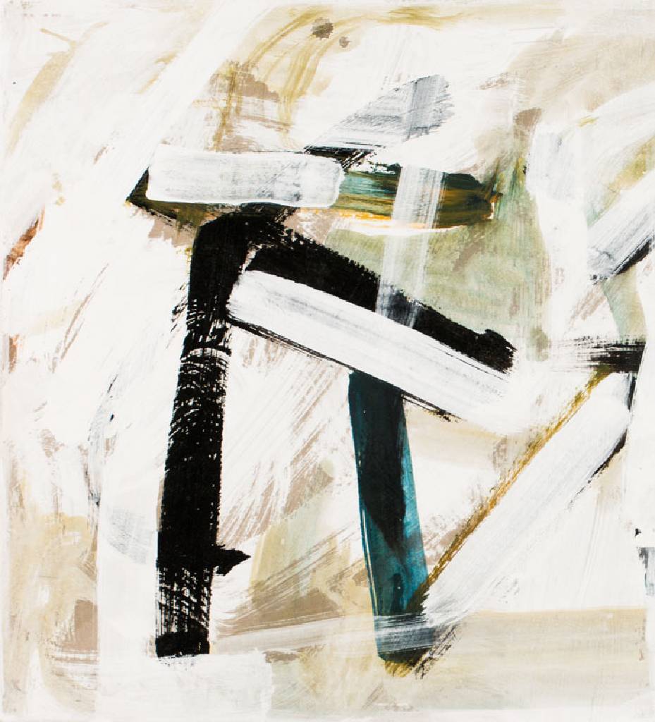 Gerlach Bommersheim, 1934-2006 Darmstadt, Jazzmusiker und Künstler, hier: Ohne Titel, Mischtechnik/ Karton, sign., dat. 2002, 42x35 cm, Rahmen