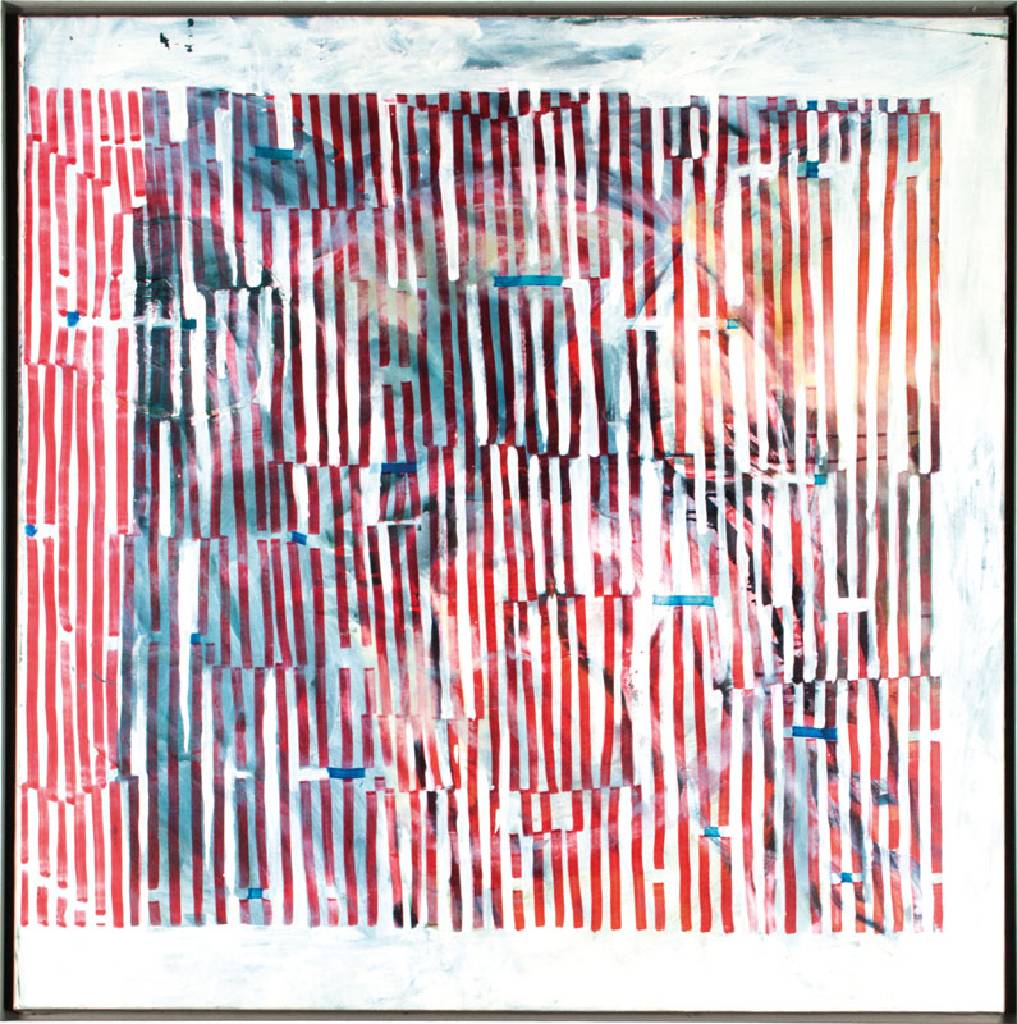 Gerlach Bommersheim, 1934-2006 Darmstadt, Jazzmusiker und Künstler, hier: Ohne Titel, Mischtechnik/Lwd, verso sign., ca. 103 x 103 cm