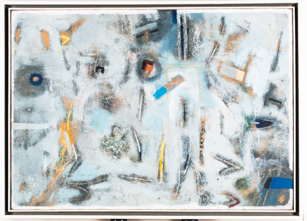 Gerlach Bommersheim, 1934-2006 Darmstadt, Ohne Titel, Acryl/Platte, sign., dat. 90/02, verso Nachlaßstempel, ca. 88x63 cm, Künstlerrahmen