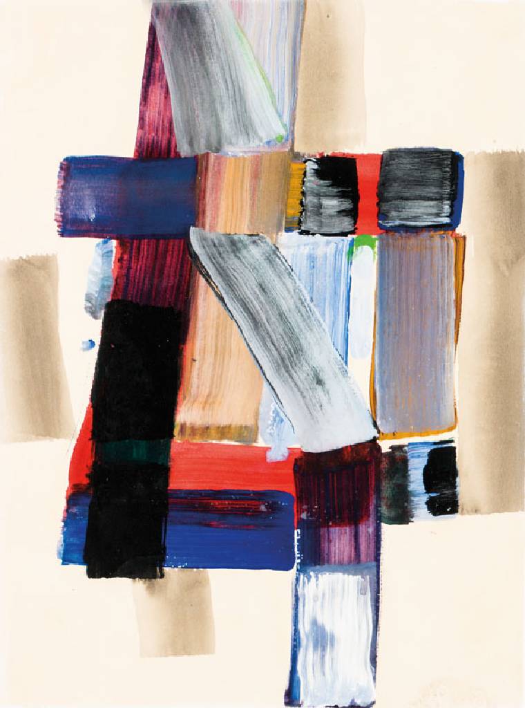 Gerlach Bommersheim, 1934-2006 Darmstadt, Jazzmusiker und Künstler, hier: Ohne Titel, Mischtechnik/ Lwd, sign., dat. 2002, 48x36 cm, Rahmen