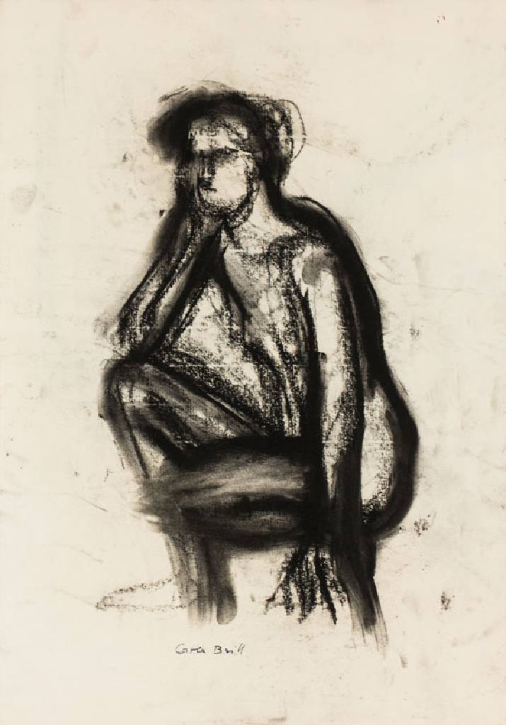 Carla Brill, 1906-1994, Meisterschülerin vonMax Beckmann, hier: Frauenporträt, Kohlezeichnung, sign., Blattgr. 42x30 cm