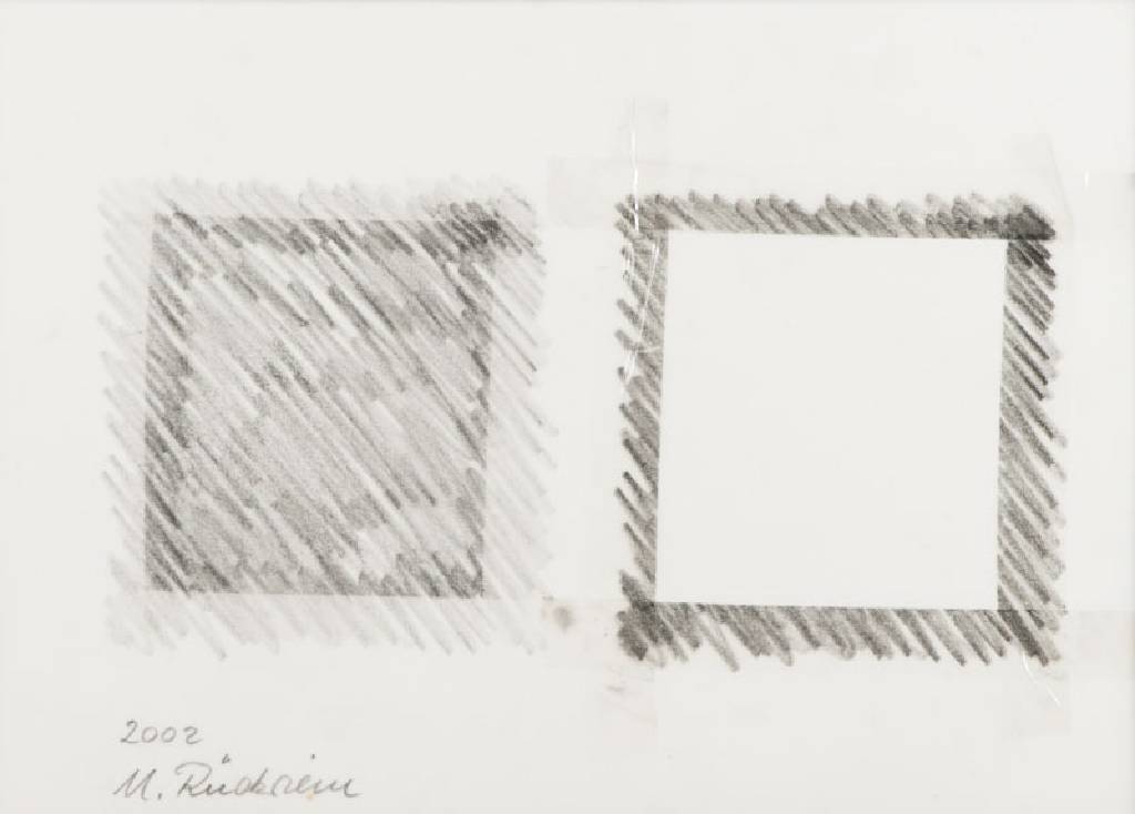 Ulrich Rückriem, geb. 1938, Ohne Titel, Zeichnung/Mischtechnik, Graphit, Tesaband auf Papier, handsign., dat. 2002, Blattgr. 21x30 cm, unter Glas ...
