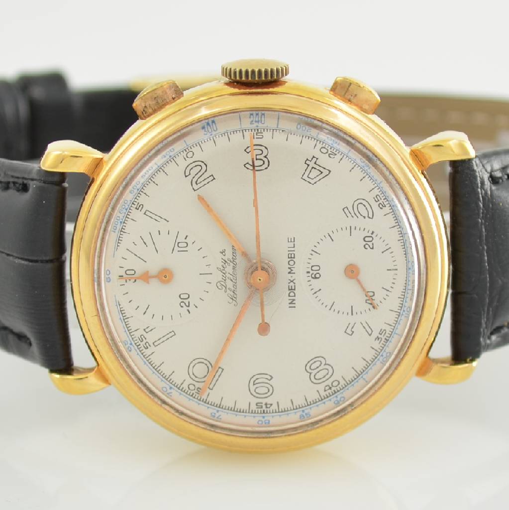 Detail a: DUBEY & SCHALDENBRAND Index-Mobile Armbandchronograph mit Semi-Rattrapante, Schweiz um 1990, Handaufzug, verg. Gehäuse, vers. Zifferbl. m. arab. ...