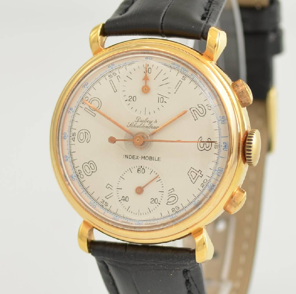 Detail c: DUBEY & SCHALDENBRAND Index-Mobile Armbandchronograph mit Semi-Rattrapante, Schweiz um 1990, Handaufzug, verg. Gehäuse, vers. Zifferbl. m. arab. ...