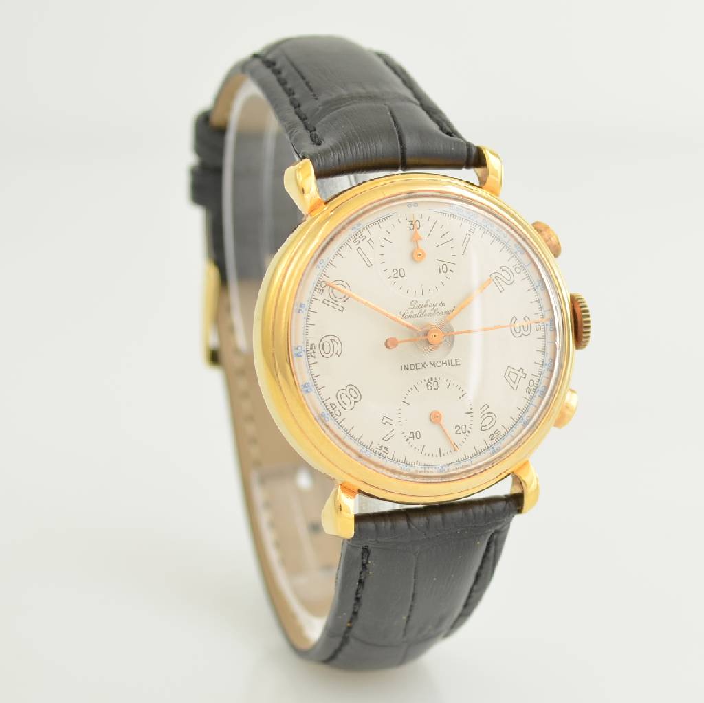 Detail d: DUBEY & SCHALDENBRAND Index-Mobile Armbandchronograph mit Semi-Rattrapante, Schweiz um 1990, Handaufzug, verg. Gehäuse, vers. Zifferbl. m. arab. ...
