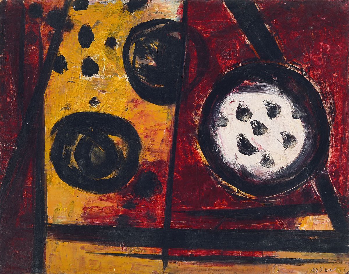Werner Höll, 1898-1984, Acryl/Papier, sign., ca. 36x46 cm, Rahmen