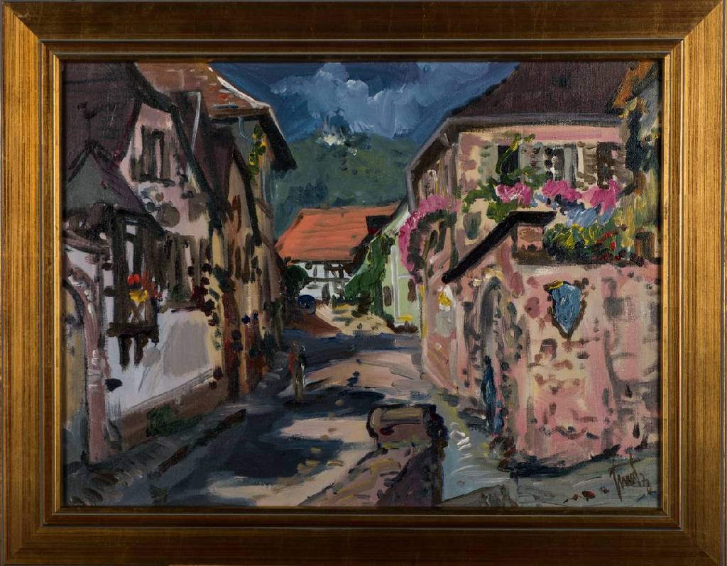 Georg Günther Zeuner, 1923 Dresden-2011 Speyer, Straße am Burrweiler, Öl/Lwd, sign., dat. (19)78, ca. 60x80 cm, Rahmen