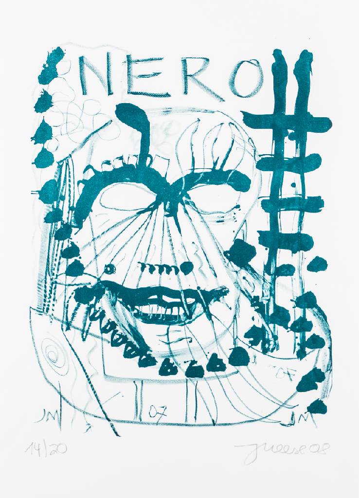 Jonathan Meese, geb. 1970, Nero, Farblithografie auf Incisione Büttenpapier, handsign., num., Blattgr. 70x50 cm