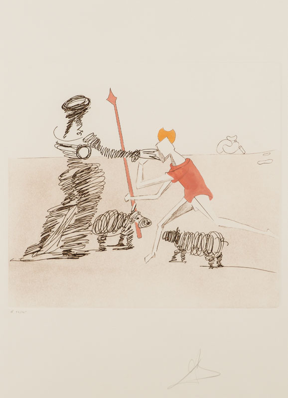 Salvador Dali, 1904-1989, Radierung auf Arches Velin, 1980, handsign., num. 44/125, WVZ: Field 80, Platte 40x44,5 cm, unter Glas gerahmt, gesamt ...