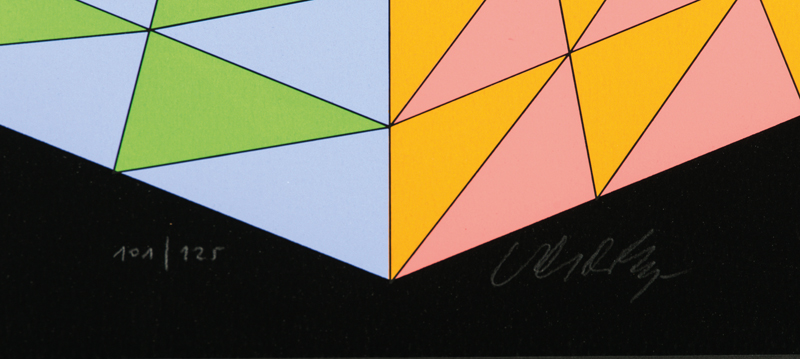 Detail a: Victor Vasarely, 1906-1997, Heisenberg, Serigraphie in 18 Farben, 1979, handsign., num. 101/125, Blattgr. 65x61 cm
