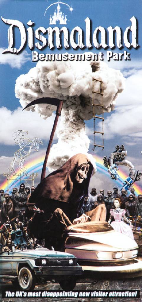 Banksy/ Dismaland, Flyer mit D-faced Tenner aus Dismaland, 2015, Offset-Lithographie, Tenner gestempelt, num. CA70364470, ca. 7x13 cm, diese ...