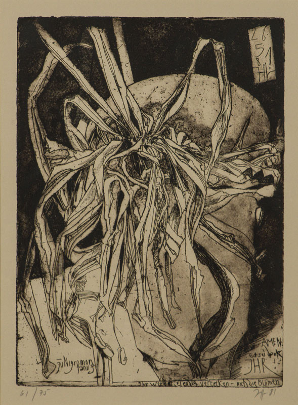 Horst Janssen, 1929-1995, Lithographie, handsign., dat. 81, num. 61/75, ca. 28x21 cm, unter Glas gerahmt 50x42 cm