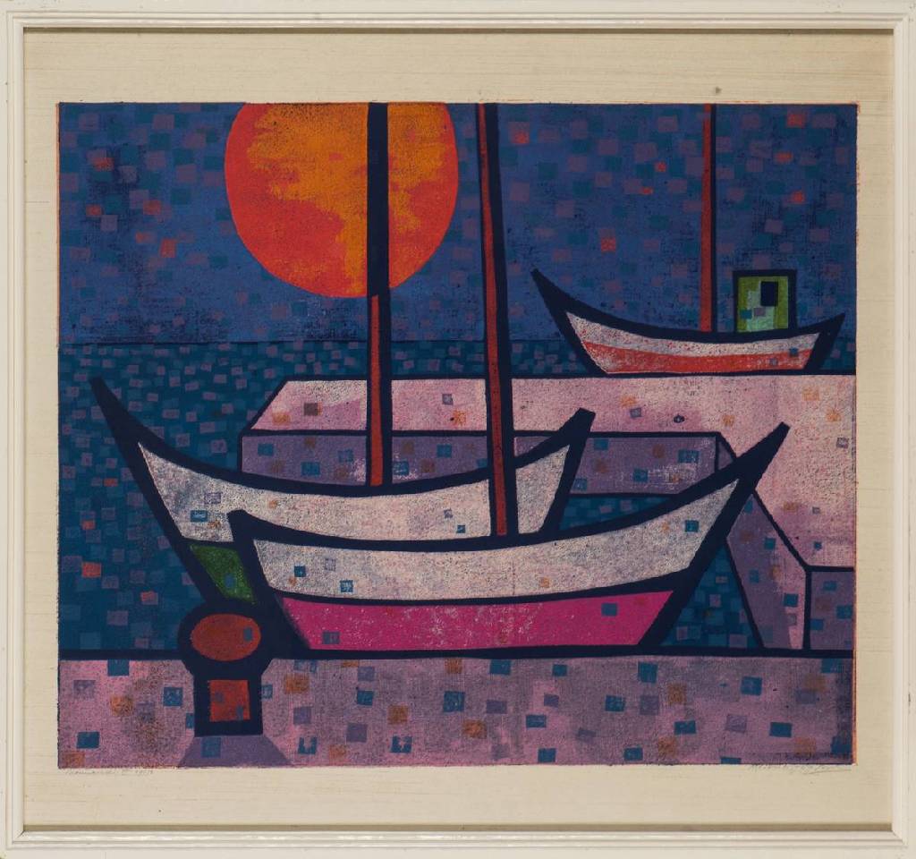 Václav Koutsky, 1907-1980, Normandie, Farblithografie, handsign., dat. 1969, betitelt, num. 47/50, ca. 66x70 cm, unter Glas gerahmt