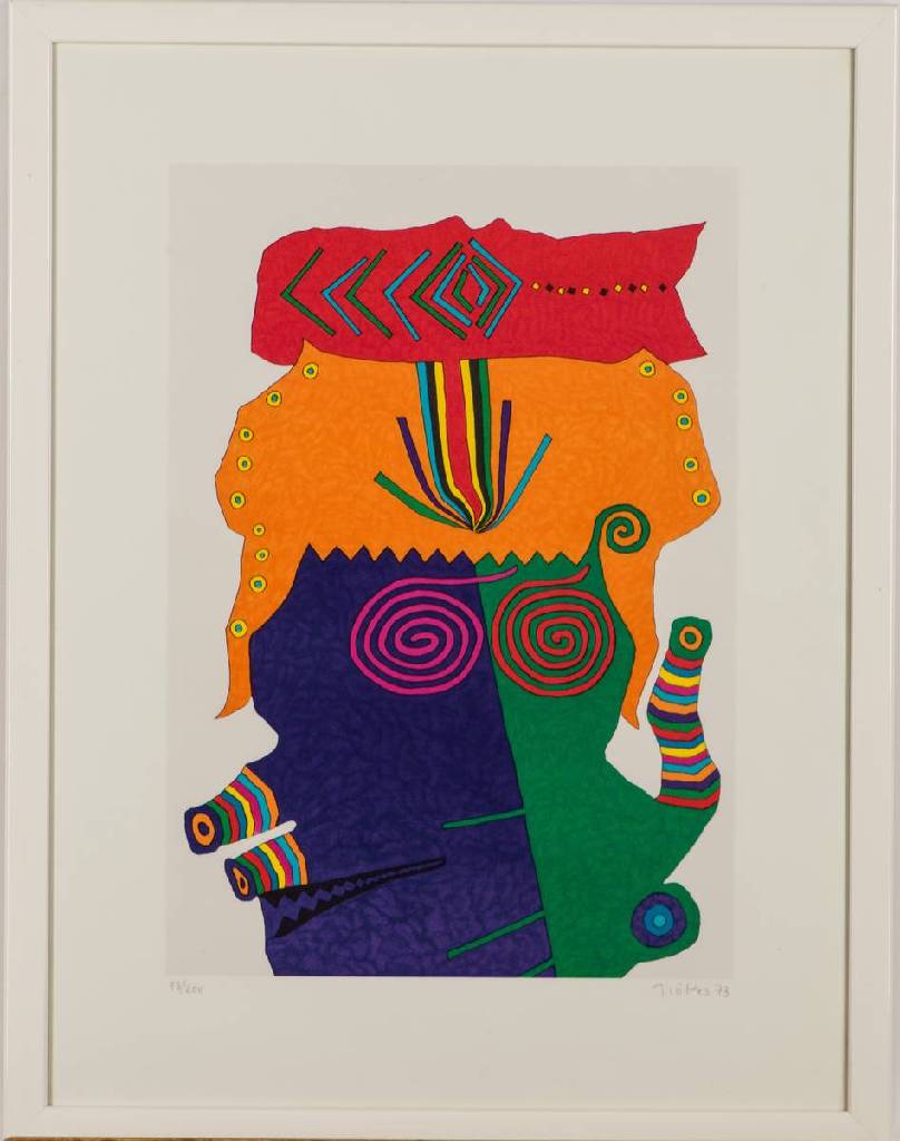 Heinz Trökes, 1913-1997, Komisches Tier, Farblithografie, sign., dat. 1973, num. 13/200, Blattgr. 62x46 cm, unter Glas gerahmt