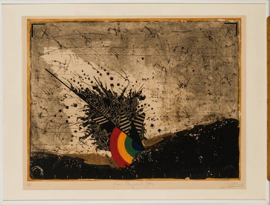 Französischer Künstler, Farblithografie, undeutlich sign., betitelt, num. 6/75, franz. Prägestempel in li unteren Ecke, Blattgr. 59x64 cm, unter ...