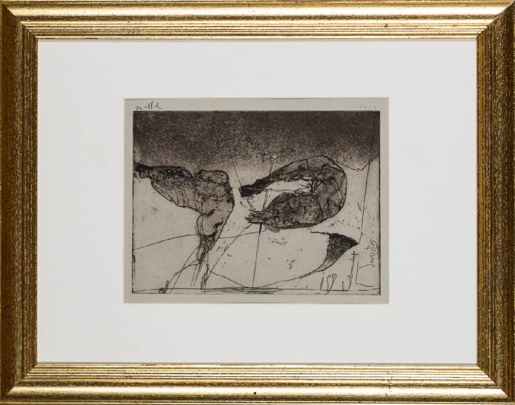 Horst Janssen, 1929-1995, Seetier, Radierung, sign., dat. 1976, num. 2/200, Platte 17x22 cm, unter Glas gerahmt
