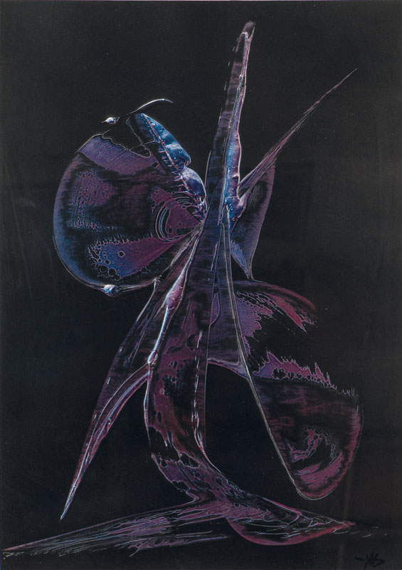 Unbekannter Künstler, moderne Komposition, Mischtechnik mit pastosem Farbauftrag, undeutlich monogram., Blattgr. 81x60 cm, unter Glas gerahmt