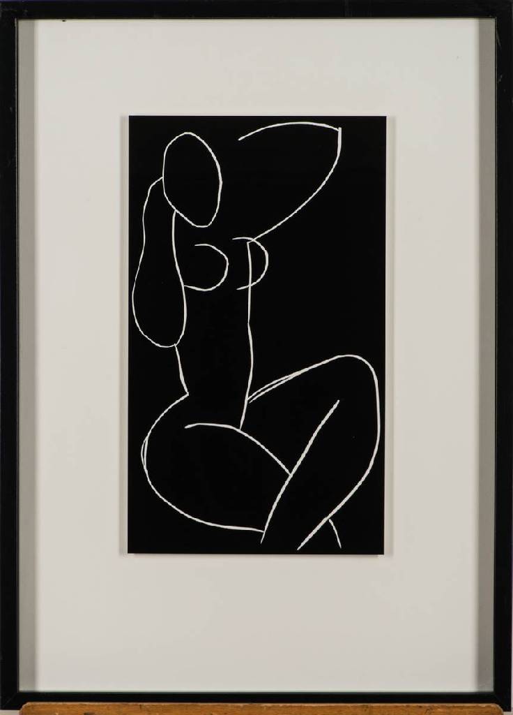 unbekannter Künstler, Sitzender Frauenakt, Acryl/Karton, undeutlich monogram., Blattgr. 44x26 cm, im Glaskasten gerahmt