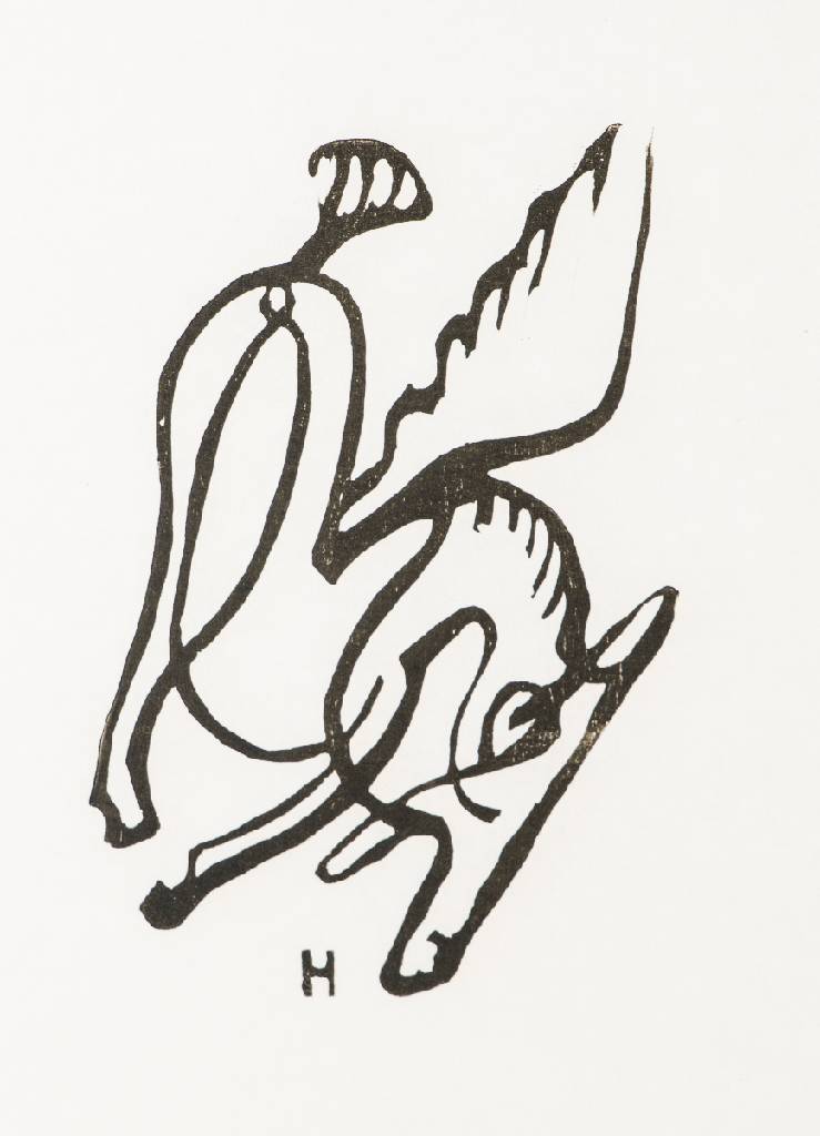 Raoul Hausmann, 1886-1971, Ohne Titel, 5 Holzschnitte auf handgeschöpftem Büttenpapier, aus 1949-1957, je an unterem Blattrand Nachlassstempel, ...