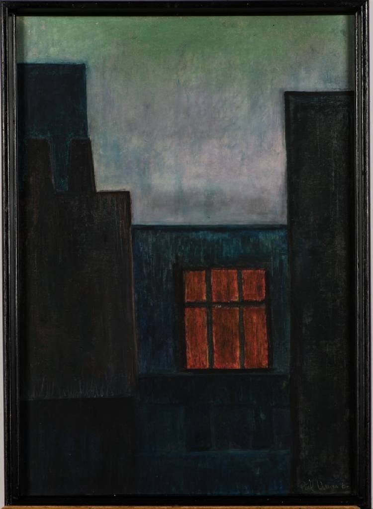 Paul Unger, 1905-1990 Komposition mit Gebäuden, Öl/Karton, sign., dat. (19)60, Blattgr. 65x47 cm, unter Glas gerahmt