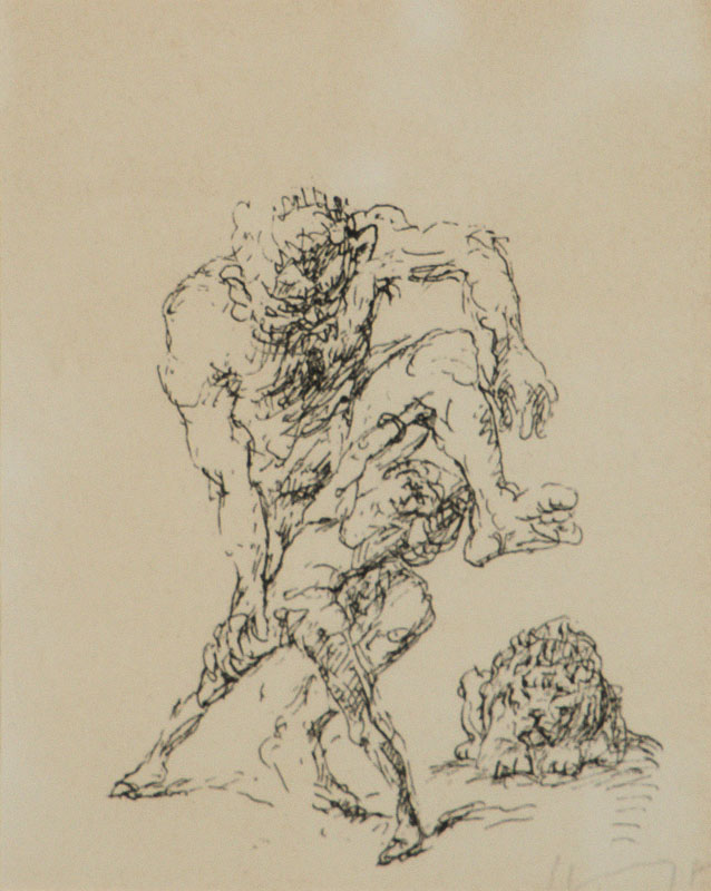 Detail a: Max Slevogt, 1868-1932, Konvolut aus 3 Lithografien, darunter: Der Riese kämpft mit dem Königssohn, 1920, Auflage 100Ex., WVZ: Söhne Nr. 597, ca. ...