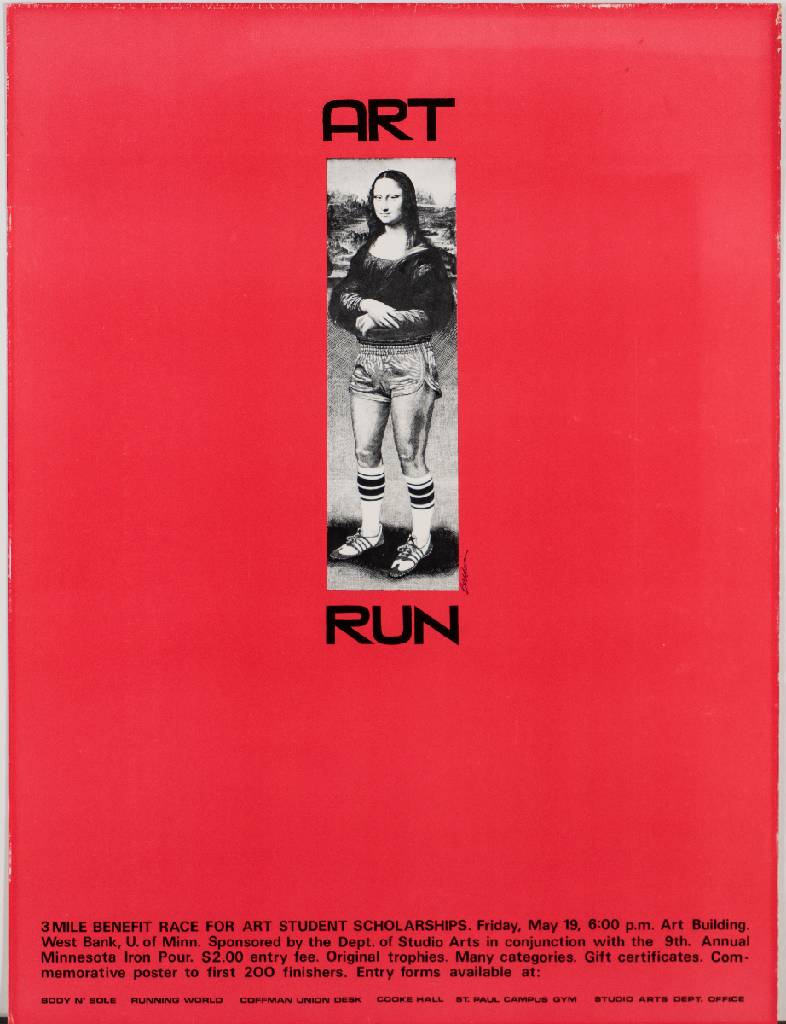 Guy Baldwin, Mona Lisa in Tennis Shoes, 1977, Offset-Lithografie, verso sign., Blattgr. 60x45 cm, Hrsg: Universität MinnesotaUSA zur 3 Mile Benifit ...