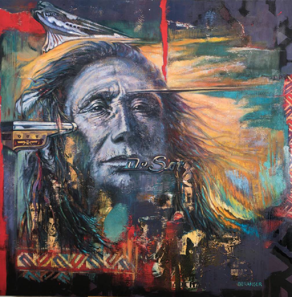Maurice Beranger, geb. 1954 Marseille, Riviere De Iarmes, Acryl/Collage/Lwd, sign., verso betitelt, dat. Nov 92, 150x150 cm