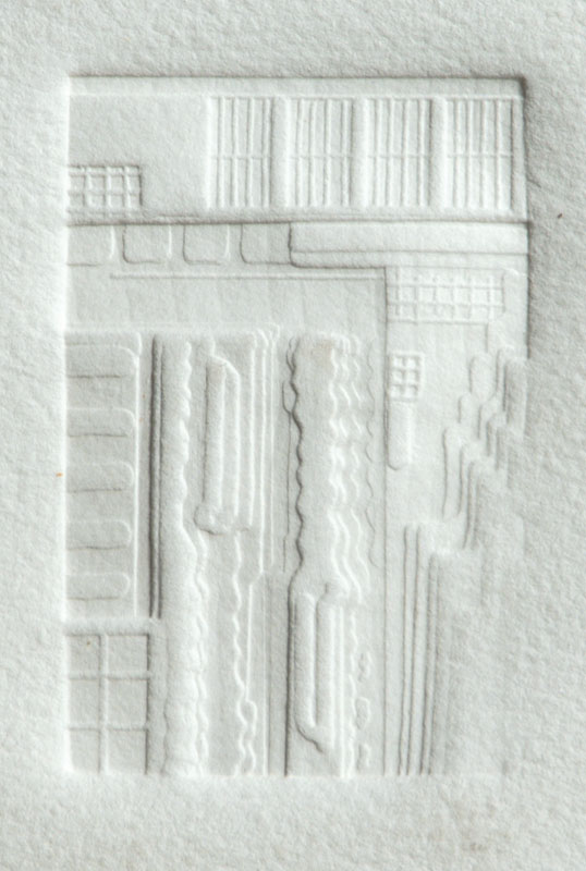 Detail a: Eduardo Paolozzi, 1924-2005 London, zwei Relief-Drucke auf Büttenpapier, je handsign., num. 7/10, dat. 1977, Platte 10,5x5 cm, Blattgr. 38x25,5 cm