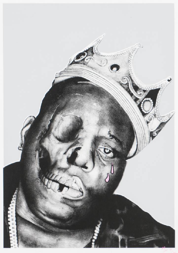 Rom Ramirez, Death of HipHop-Biggie, Farbsiebdruck, kreiert für Bind.Torture.Kreate. 2011, sign., num. /25, gedruckt von Up the Arts London, ...