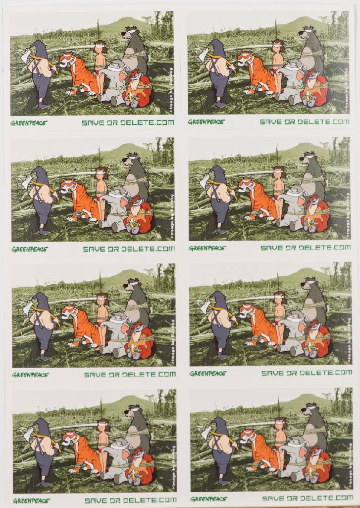 Banksy, geb. 1974 Bristol, Save or Delete, Greenpeace, 2006, Farboffset, Blatt mit 8 Sticker, Blattgr. 30x22 cm, Provenienz: private Sammlung London, ...