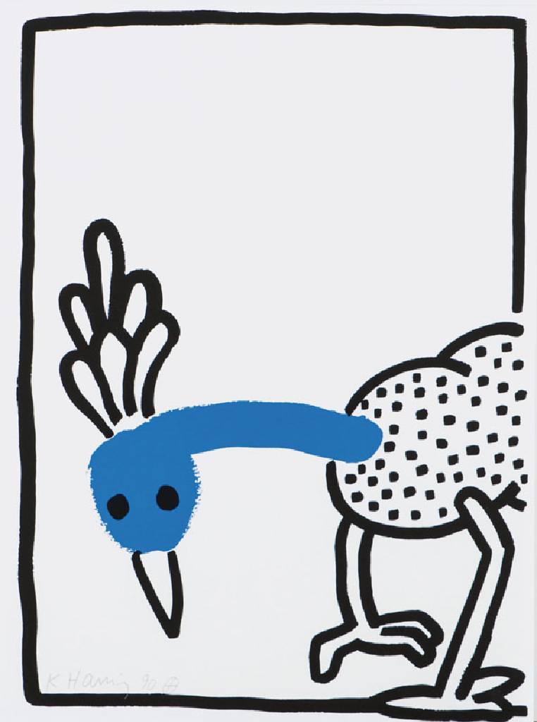 Keith Haring, 1958-1990, Siebdruck aus Story of red and Blue, 1989, sign., dat. 90, verso Echtheitszertifikat, num 23/90, Blattgr. 58x42cm