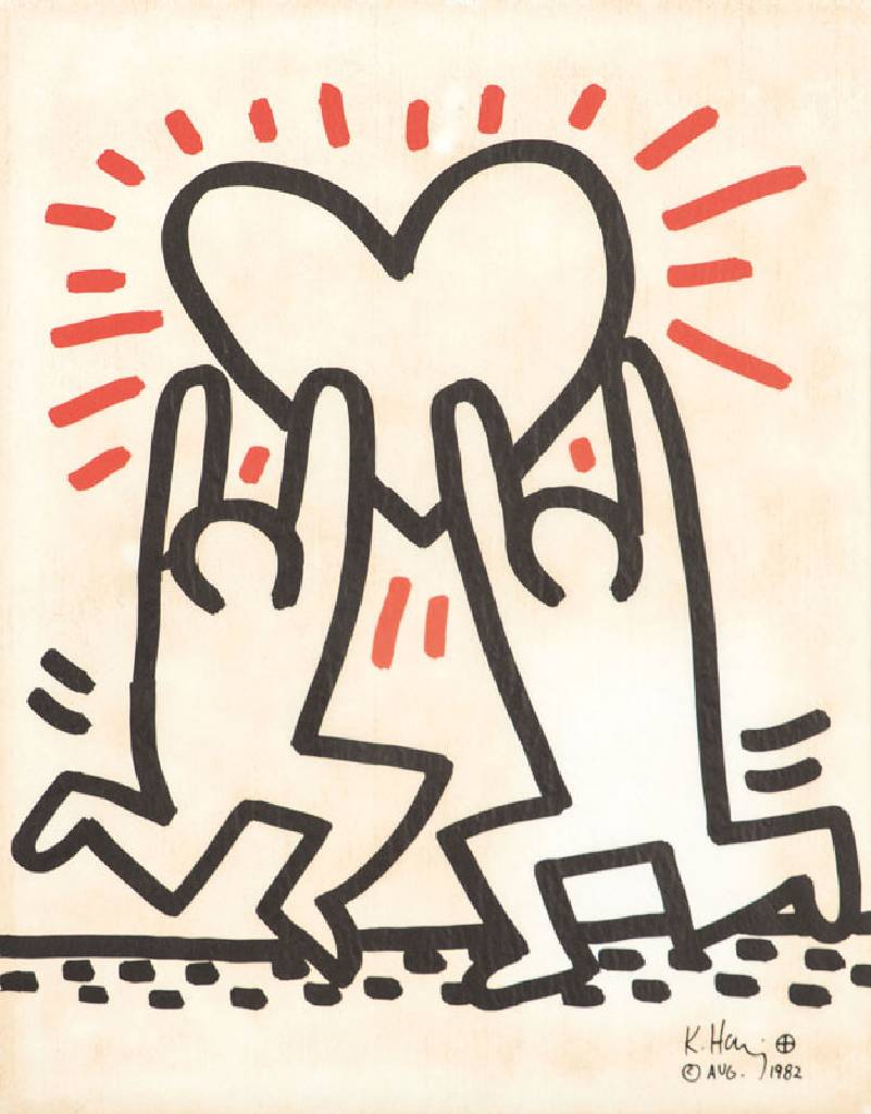Keith Haring, 1958-1990, Konvolut aus 6 Lithografien, Serie Sali Adalat, auf Onion- Papier/ Japanpapier, je drucksigniert, je 29x22 cm, je unter Glas ...