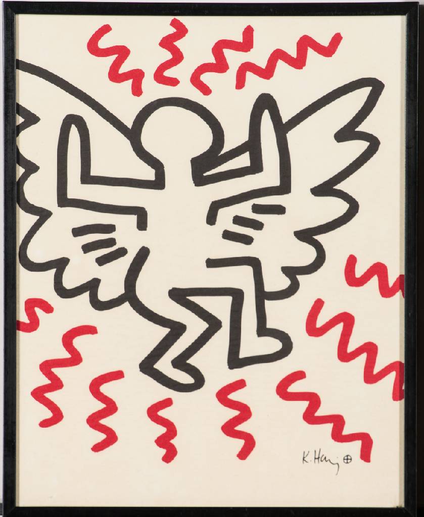 Detail a: Keith Haring, 1958-1990, Konvolut aus 6 Lithografien, Serie Sali Adalat, auf Onion- Papier/ Japanpapier, je drucksigniert, je 29x22 cm, je unter Glas ...