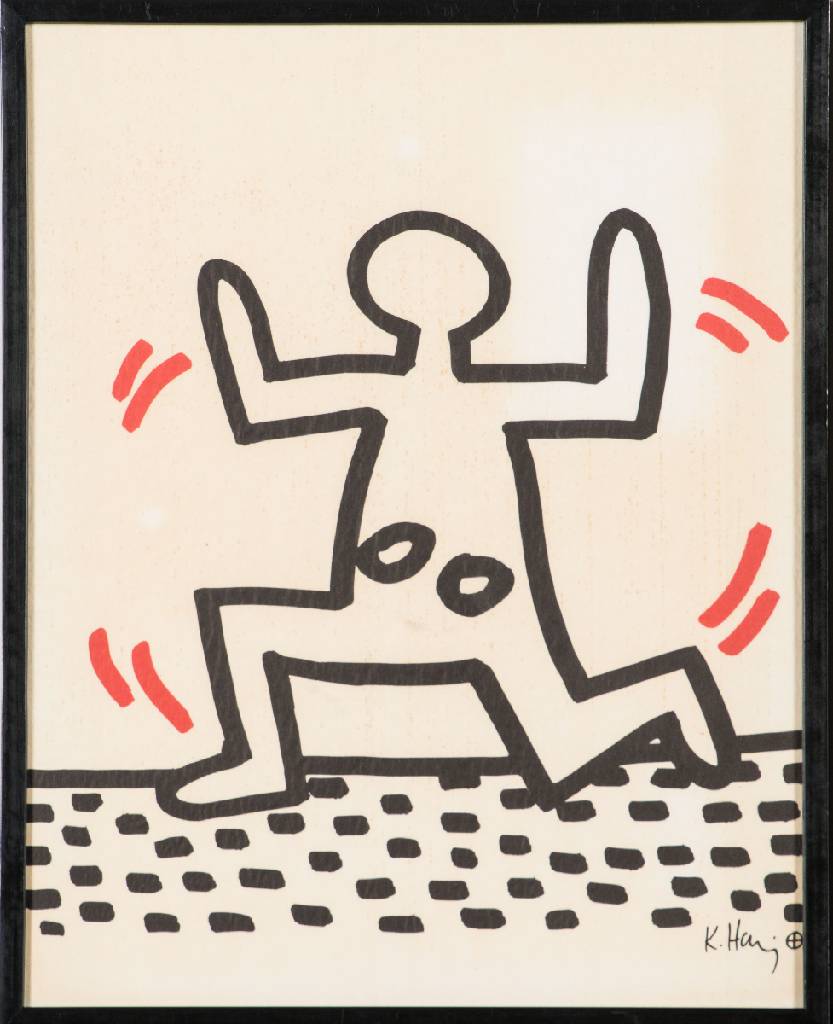 Detail b: Keith Haring, 1958-1990, Konvolut aus 6 Lithografien, Serie Sali Adalat, auf Onion- Papier/ Japanpapier, je drucksigniert, je 29x22 cm, je unter Glas ...