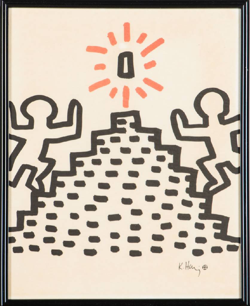 Detail c: Keith Haring, 1958-1990, Konvolut aus 6 Lithografien, Serie Sali Adalat, auf Onion- Papier/ Japanpapier, je drucksigniert, je 29x22 cm, je unter Glas ...