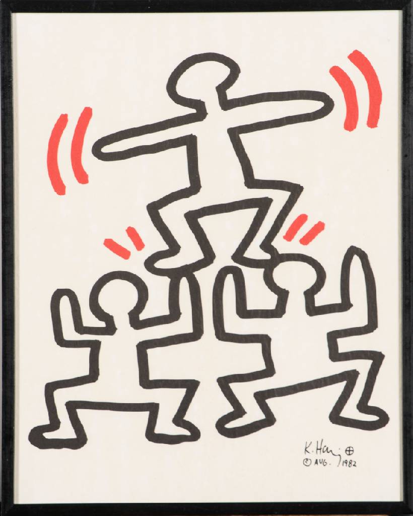 Detail e: Keith Haring, 1958-1990, Konvolut aus 6 Lithografien, Serie Sali Adalat, auf Onion- Papier/ Japanpapier, je drucksigniert, je 29x22 cm, je unter Glas ...