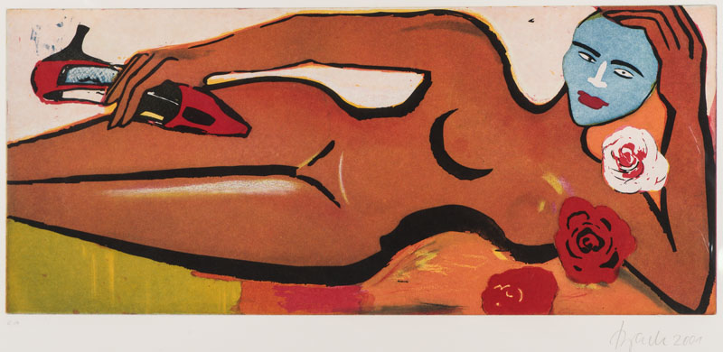 Elvira Bach, geb. 1951, Neue Maja, Farbaquatinta-Radierung auf Velin, sign., dat.2001, num. E.A., ca. 25x57 cm