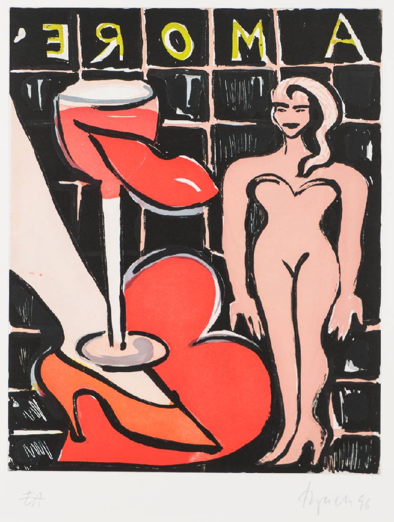 Elvira Bach, geb. 1951, Amore, 1996, Farbaquatinta-Radierung, sign., num. 69/99, ca. 50x40 cm