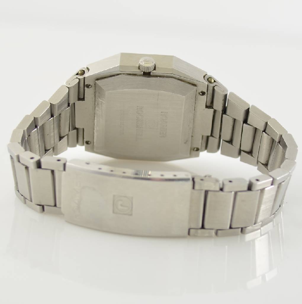 Detail c: ROAMER Herrenarmbanduhr Rockshell Mark II, Automatik, Schweiz um 1973, Ref. 2789- 9120.621, mehrflächiges Edelstahlgeh. inkl. orig. Gliederband m. ...