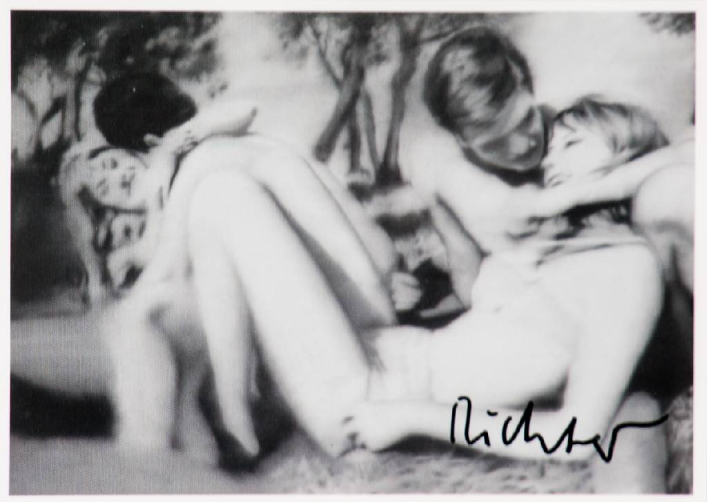 Gerhard Richter, geb. 1932, Kunstpostkarte, Liebespaar, handsign., ca. 10,5x15 cm