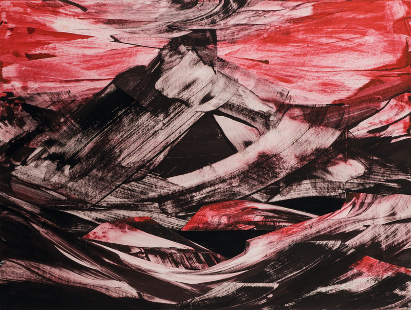 Gert Steinbach, 1940-2015 Essen, Roter Himmel, Acryl/Collage auf Karton, sign., ca. 60x80 cm