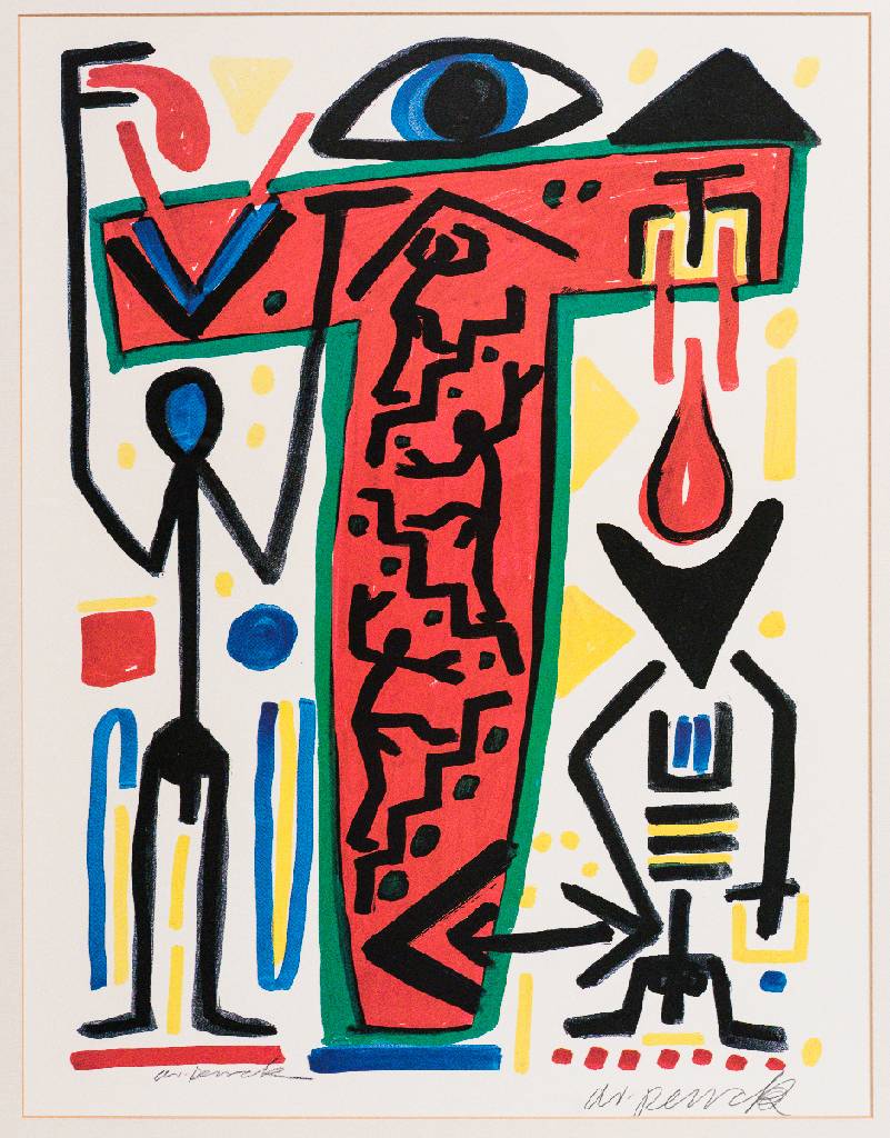 A.R. Penck, 1939-2017, Offset-Lithografie, handsigniert und drucksigniert, Blattgr. 66x52cm, PP