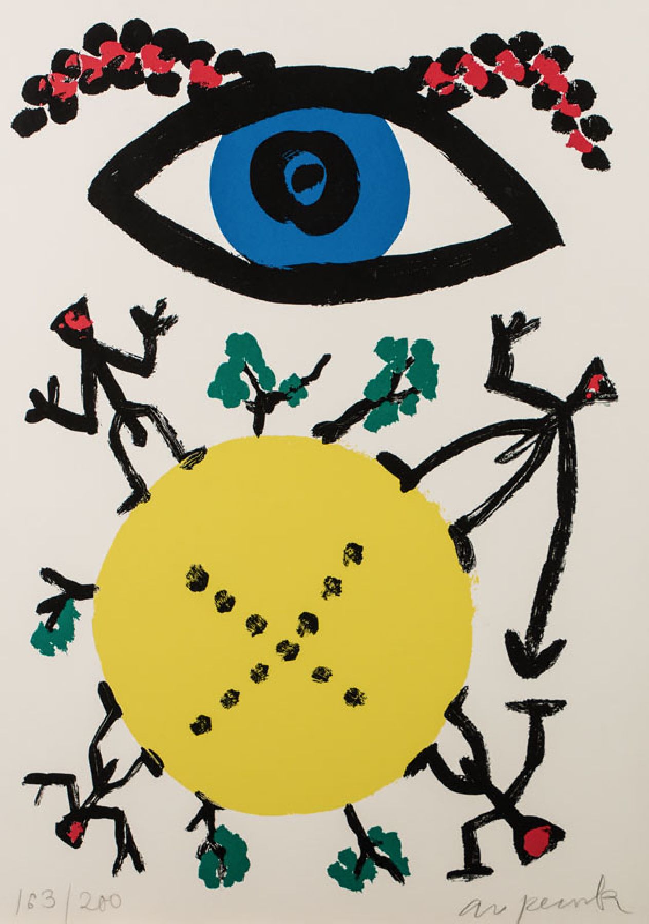 A.R. Penck, 1939-2017, Künstler für die Umwelt, Farbserigraphie, handsign., num. 163/200, Blattgr. 65x80 cm