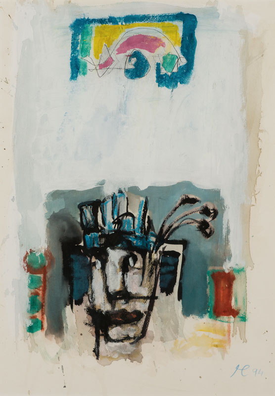 Heinz Morszoeck, geb. 1961, Meisterschüler von Markus Lüpertz, Aquarell/Kreide/Gouache auf Karton, sign., dat. 99, ca. 70x50 cm, PP, unter Glas ...