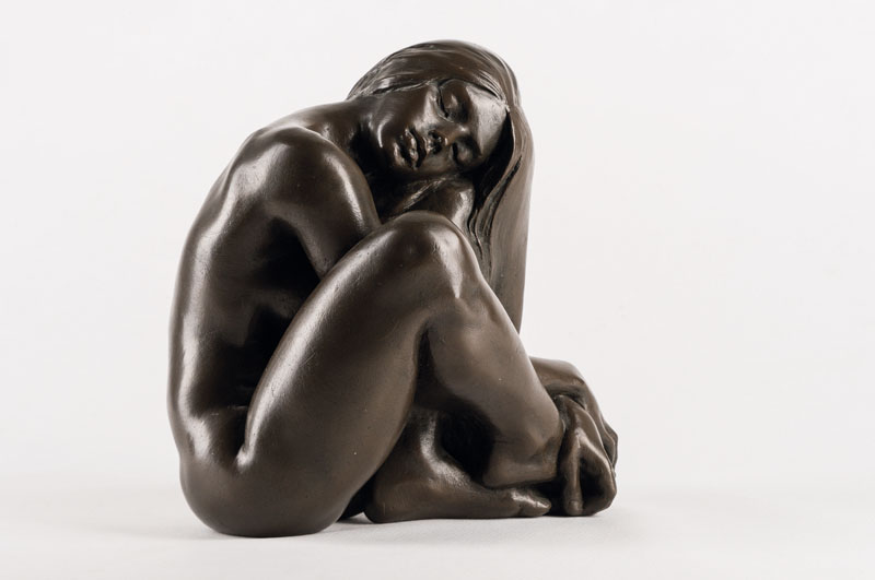 Jacques Le Nantec, geb. 1940, Sitzender weiblicher Akt, Bronzeskulptur, sign., dat. 1984, num. 374/1000, H. 22 cm